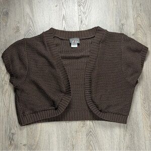 Dots Micro Shrug Cardigan Sweater Womens XL Brown Cropped Y2k Whimsical